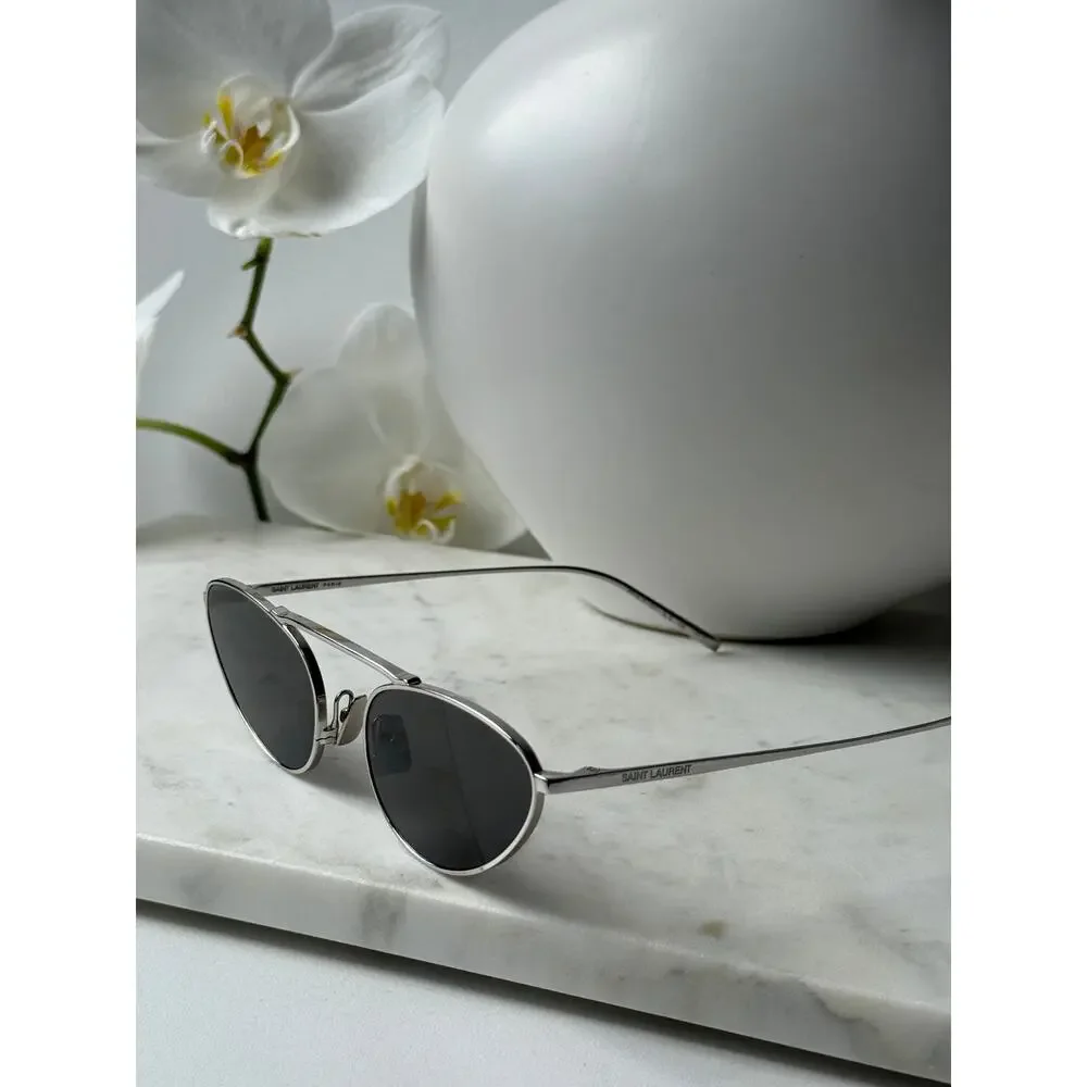 NEW Saint Laurent SL538 Silver Grey Metal Sunglasses
